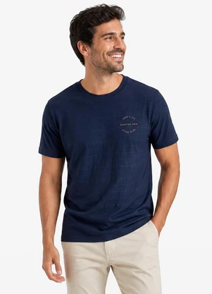 Diametro - Camiseta Masculina Meia Malha Maquinetada Azul - DIAMETRO