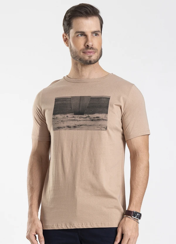 Diametro - Camiseta Masculina Meia Malha Marrom 1
