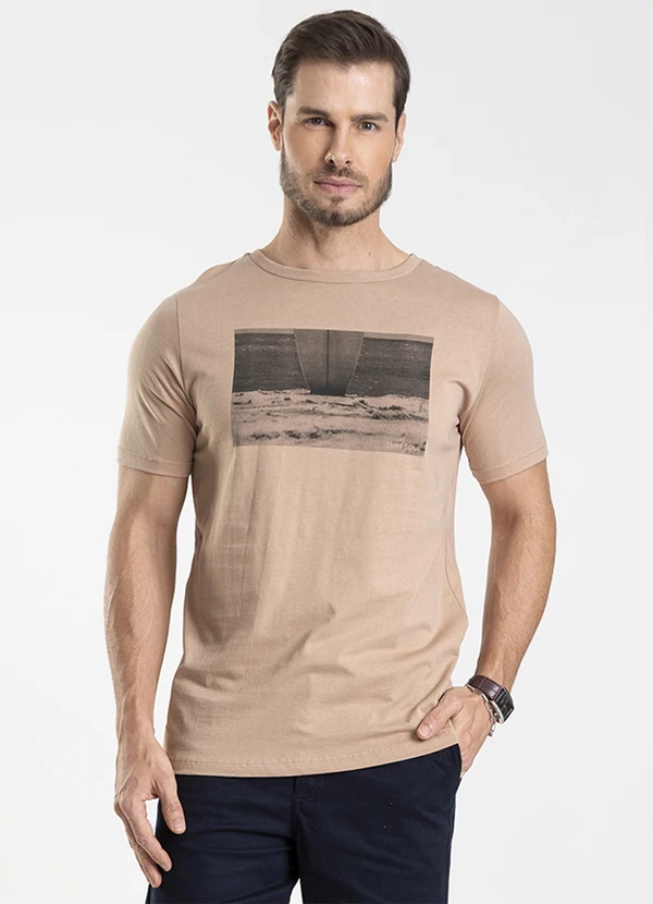 Diametro - Camiseta Masculina Meia Malha Marrom 4