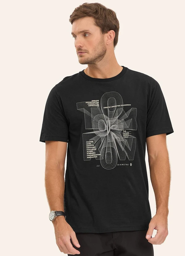 Diametro - Camiseta Masculina Meia Malha Preto 4