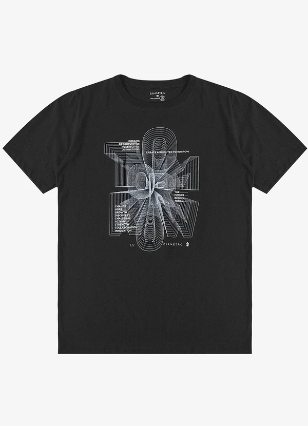 Diametro - Camiseta Masculina Meia Malha Preto 5