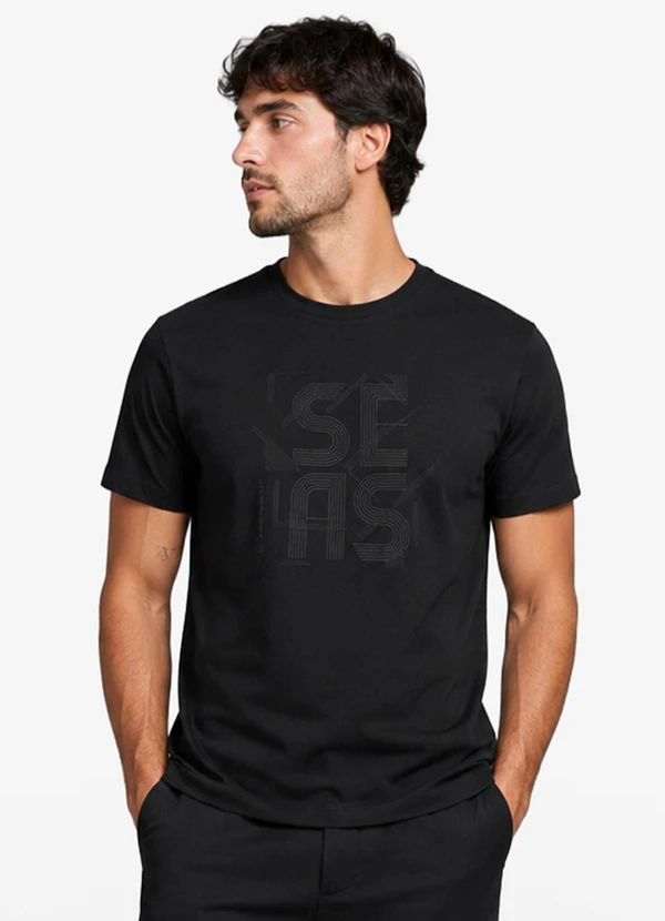 Diametro - Camiseta Masculina Meia Malha Preto