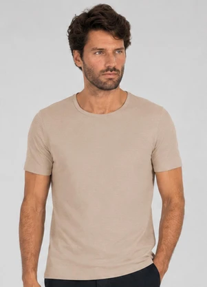 Select - Camiseta Masculina Meia Malha Texturizada Bege - SELECT