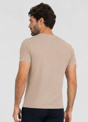 Select - Camiseta Masculina Meia Malha Texturizada Bege - SELECT