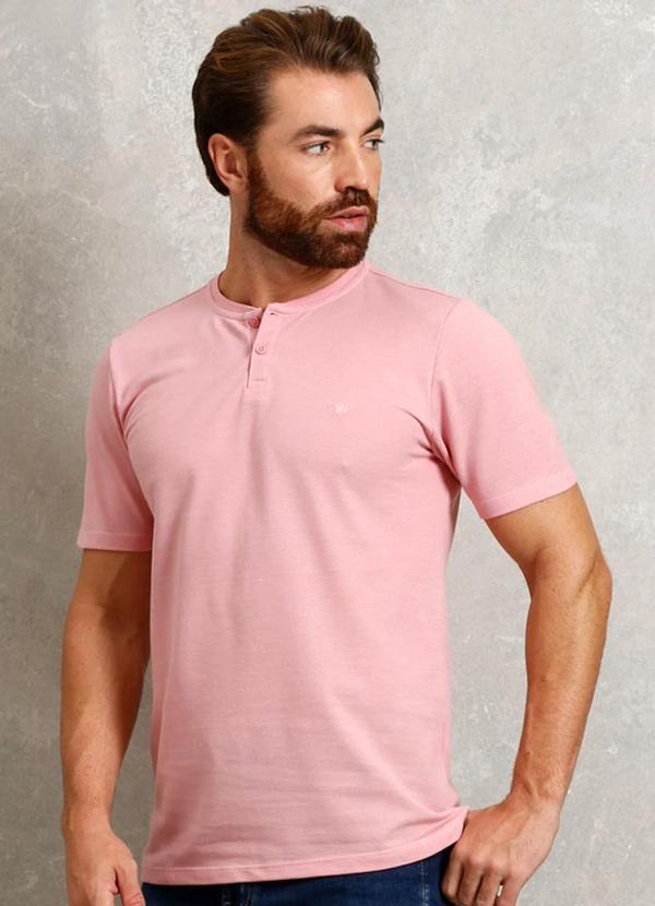 Seeder - Camiseta Masculina Piquet Binado Slim Fit Rosa