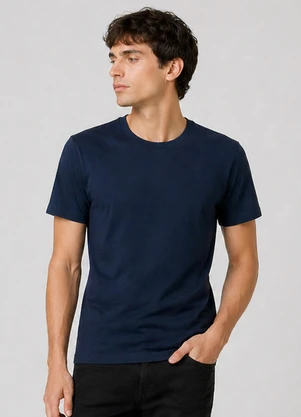 Select - Camiseta Masculina Plus Size Lisa Azul - SELECT