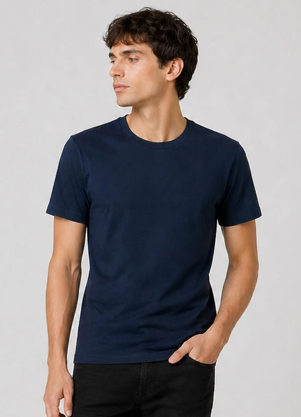 Select - Camiseta Masculina Plus Size Lisa Azul