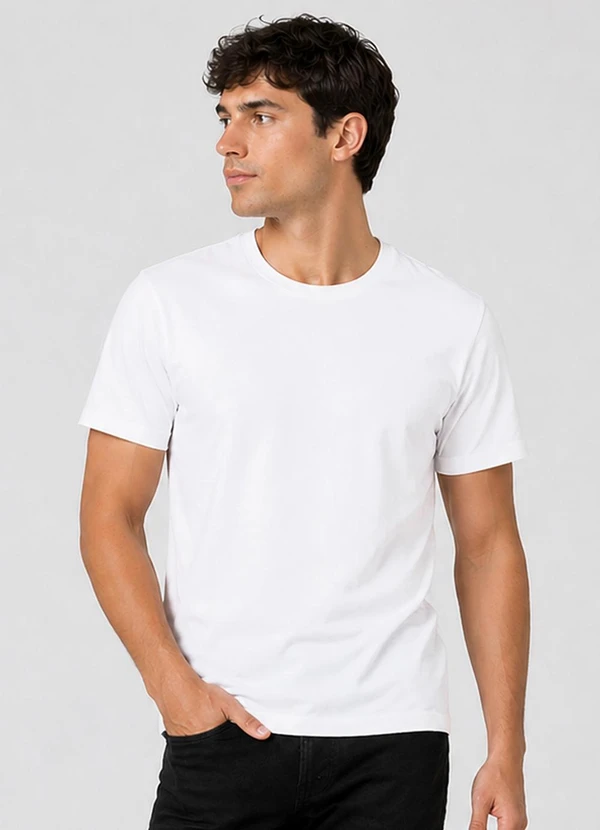 Select - Camiseta Masculina Plus Size Lisa Branco