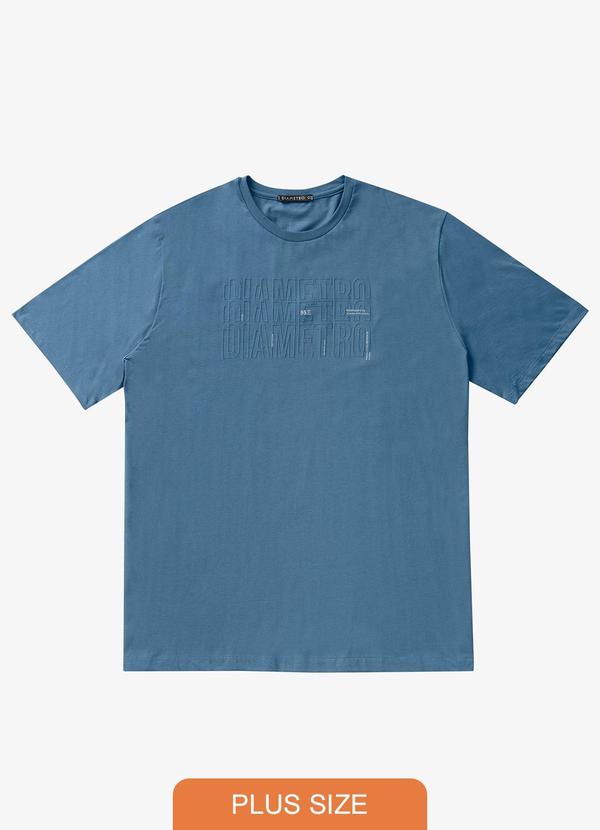 Diametro - Camiseta Masculina Plus Size Meia Malha Azul