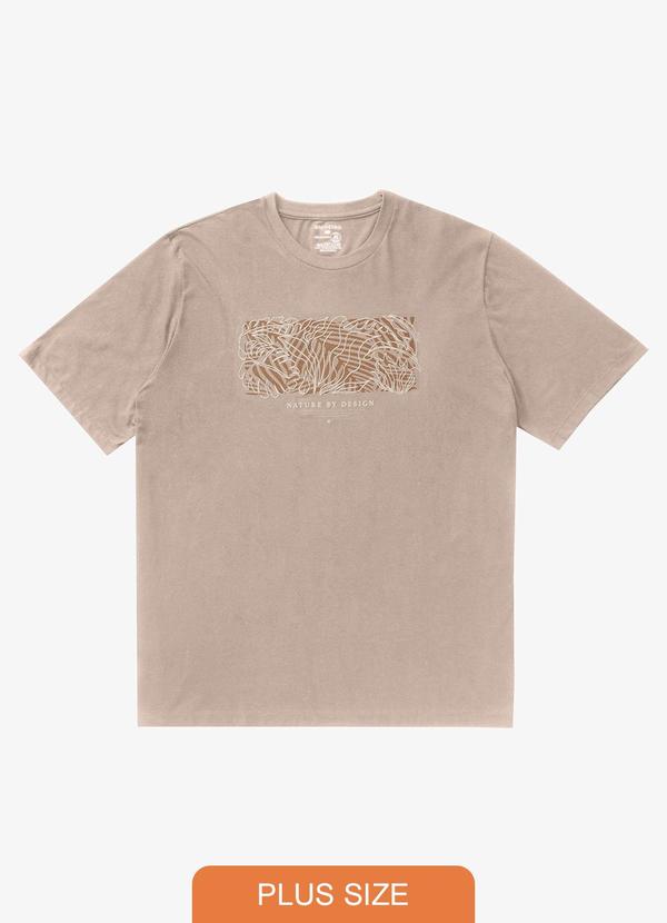 Diametro - Camiseta Masculina Plus Size Meia Malha Marrom