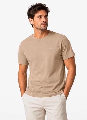 Diametro - Camiseta Masculina Ribana de Viscose Marrom - DIAMETRO