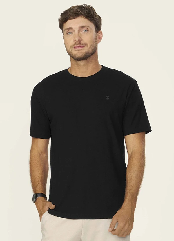 Diametro - Camiseta Masculina Ribana de Viscose Preto