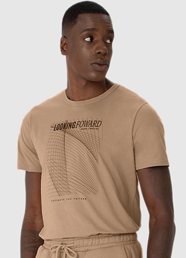 Malwee - Camiseta Masculina Slim Looking Foward Bege