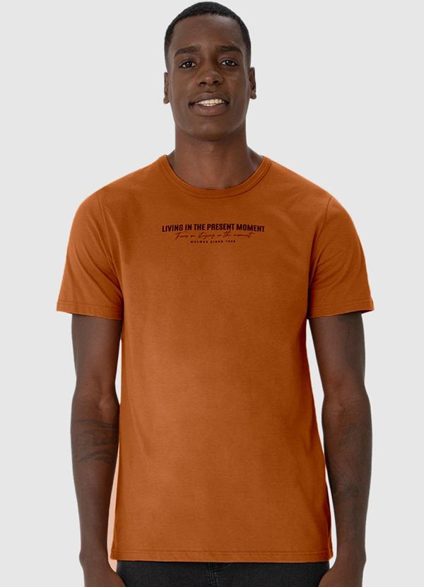 Malwee - Camiseta Masculina Slim Present Moment Marrom