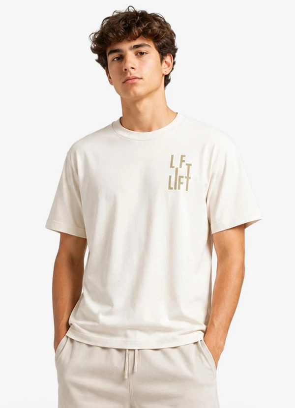 Minty - Camiseta Masculina Suedine com Estampa Bege