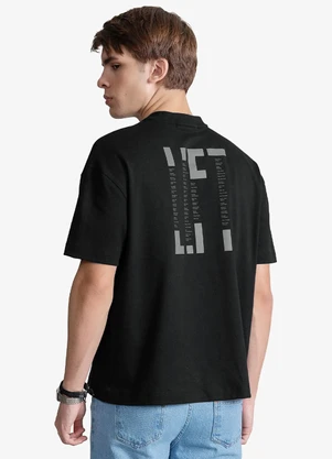 Minty - Camiseta Masculina Suedine com Estampa Preto - MINTY