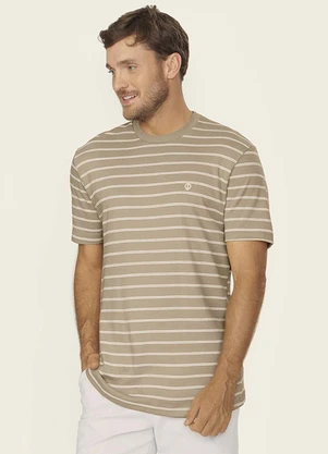 Diametro - Camiseta Masculina Suedine Listrado Marrom - DIAMETRO
