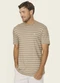 Diametro - Camiseta Masculina Suedine Listrado Azul - variação: Marrom