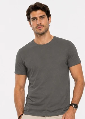 Rovitex - Camiseta Meia Malha Básica Masculina Cinza - ROVITEX