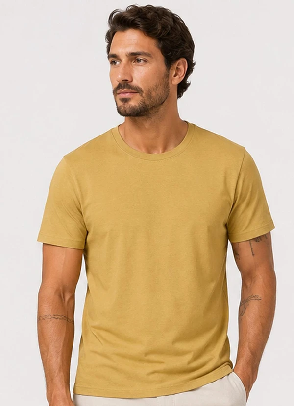 Rovitex - Camiseta Meia Malha Básica Masculina Marrom