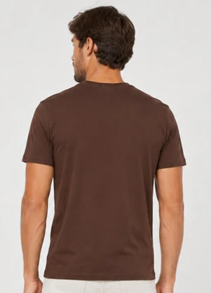 Rovitex - Camiseta Meia Malha Básica Masculina Marrom - ROVITEX