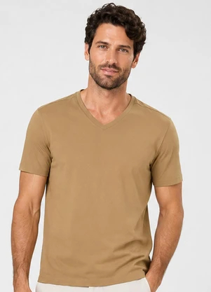 Rovitex - Camiseta Meia Malha Básica Masculina Marrom - ROVITEX