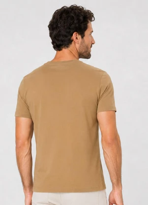Rovitex - Camiseta Meia Malha Básica Masculina Marrom - ROVITEX