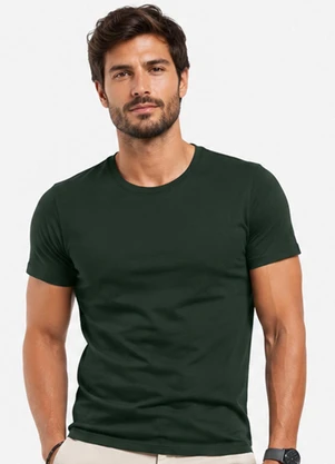 Rovitex - Camiseta Meia Malha Básica Masculina Verde - ROVITEX