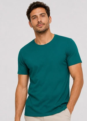Rovitex - Camiseta Meia Malha Básica Masculina Verde - ROVITEX