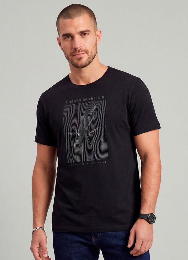 Diametro - Camiseta Meia Malha com Estampa Preto