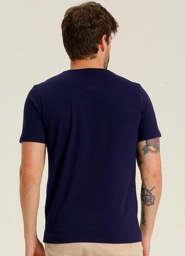 Seeder - Camiseta Meia Malha Decote V Slim Fit Azul 2