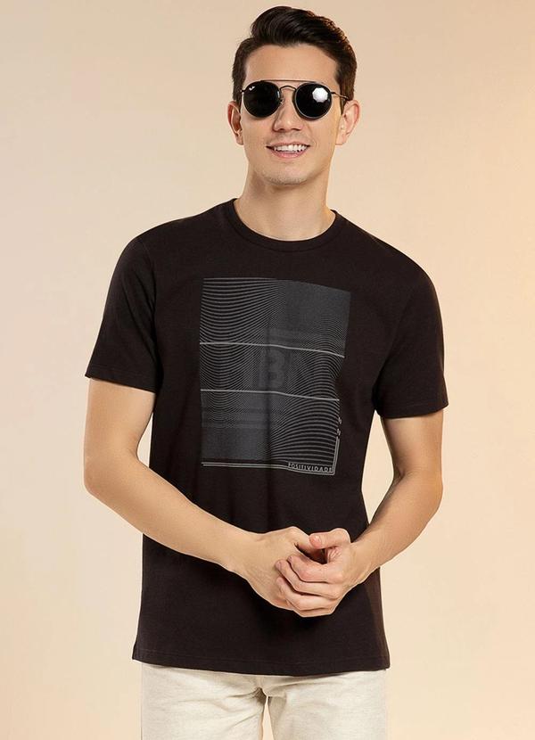 Habana - Camiseta Meia Malha Estampada Relevo Preto