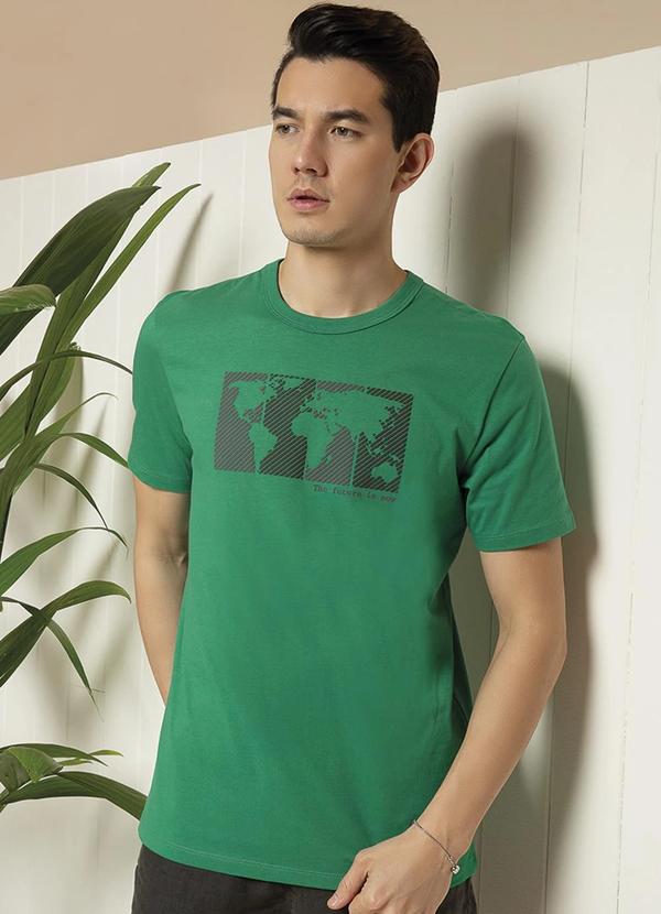 Habana - Camiseta Meia Malha Estampada Relevo Verde