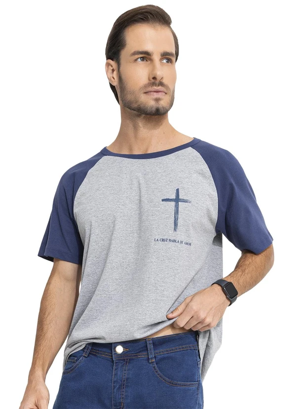 Moda Pop - Camiseta Mescla Claro em Malha