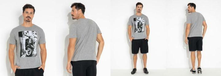 Camiseta Mescla com Estampa Frontal