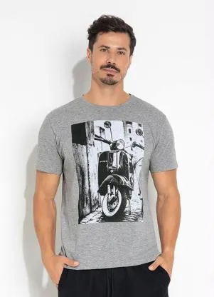 Moda Pop - Camiseta Mescla com Estampa Frontal - MODA POP