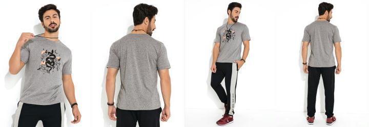 Camiseta Mescla com Estampa Frontal