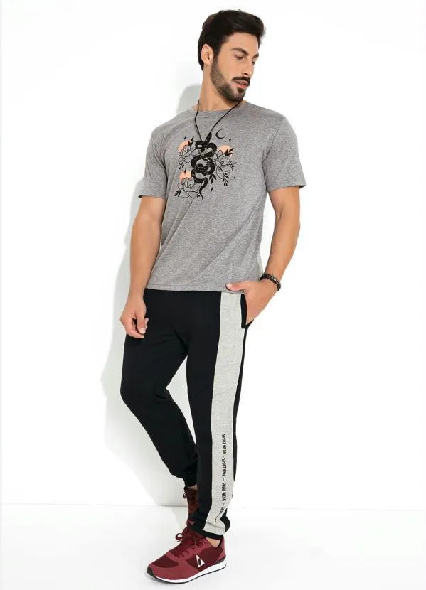 Moda Pop - Camiseta Mescla com Estampa Frontal 3