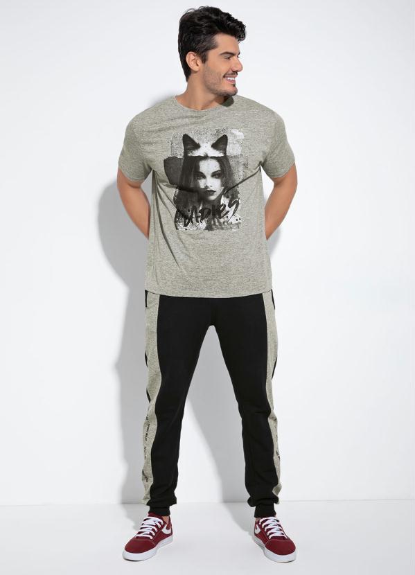 Outlet - Camiseta Mescla com Estampa Frontal 3