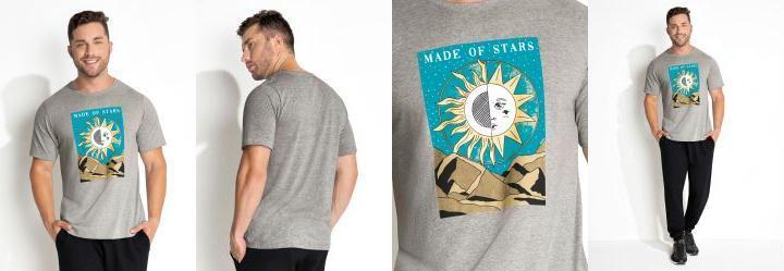 Camiseta Mescla com Estampa Localizada