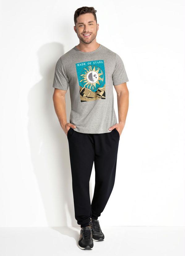 Moda Pop - Camiseta Mescla com Estampa Localizada 4