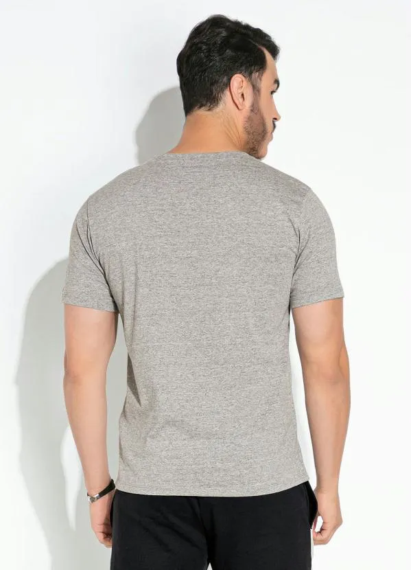 Moda Pop - Camiseta Mescla com Estampa Localizada 2