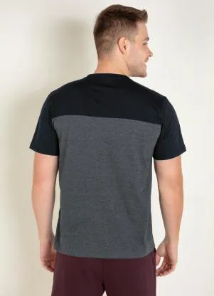 Moda Pop - Camiseta Mescla e Preta com Estampa Frontal - MODA POP