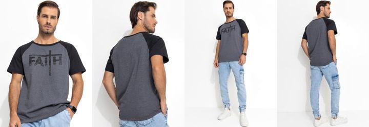 Camiseta Mescla Escuro em Malha de Algod�o