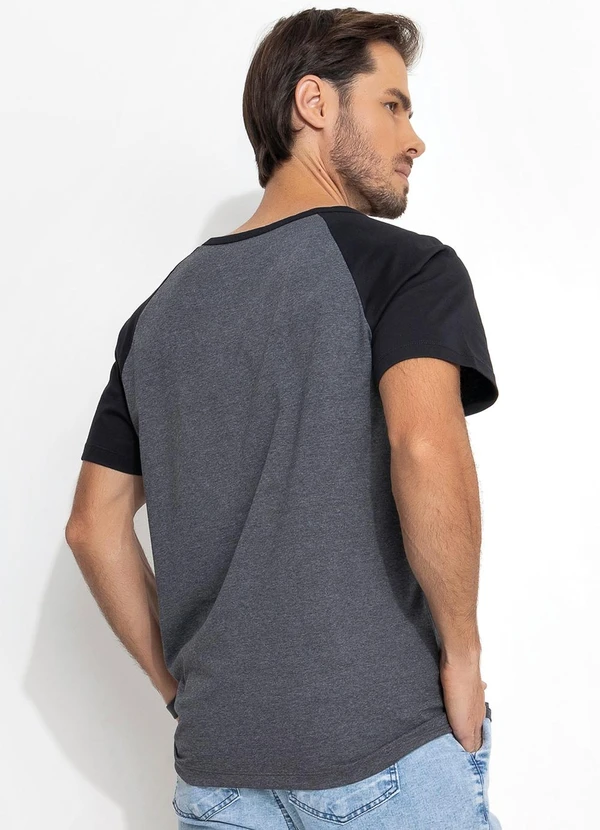Moda Pop - Camiseta Mescla Escuro em Malha de Algodão 2