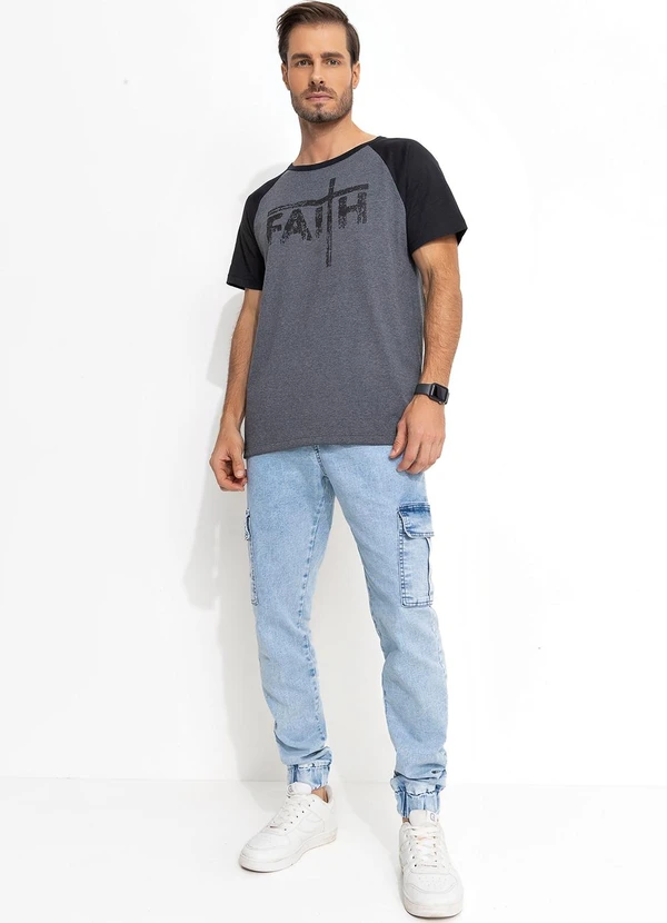 Moda Pop - Camiseta Mescla Escuro em Malha de Algodão 3