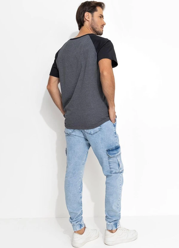 Moda Pop - Camiseta Mescla Escuro em Malha de Algodão 4