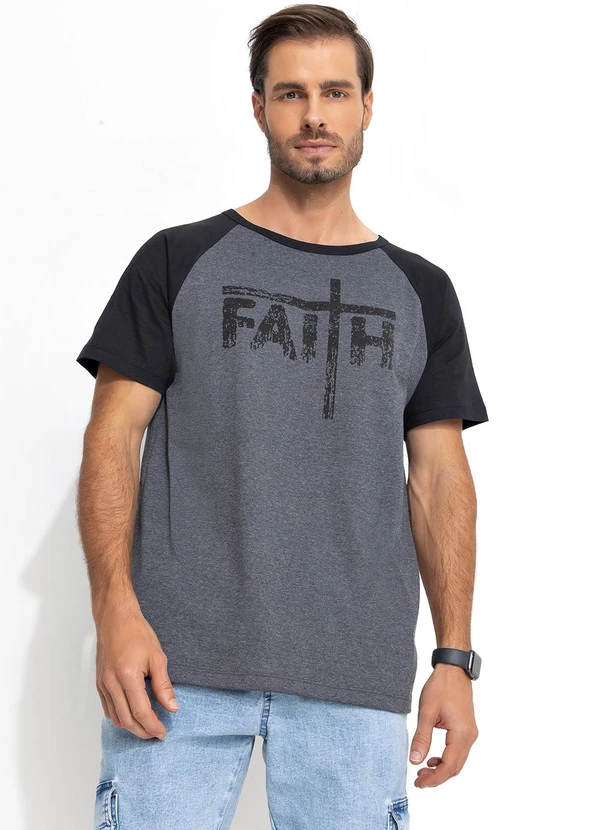 Moda Pop - Camiseta Mescla Escuro em Malha de Algodão 5