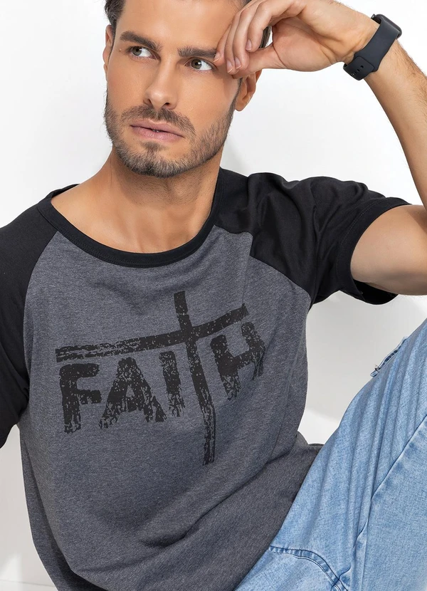 Moda Pop - Camiseta Mescla Escuro em Malha de Algodão 6