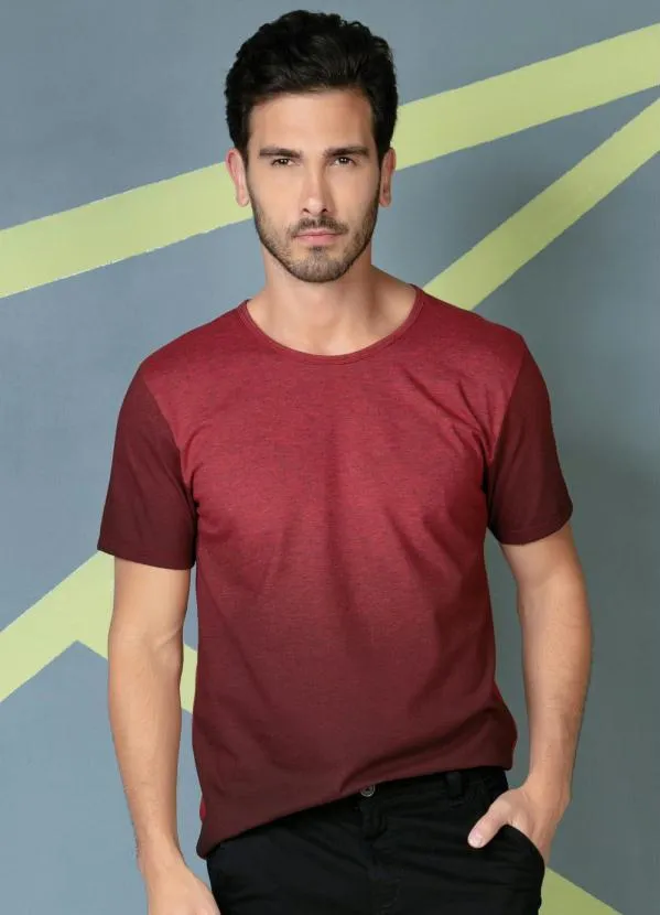 Moda Pop - Camiseta Mescla Vermelha com Degradê